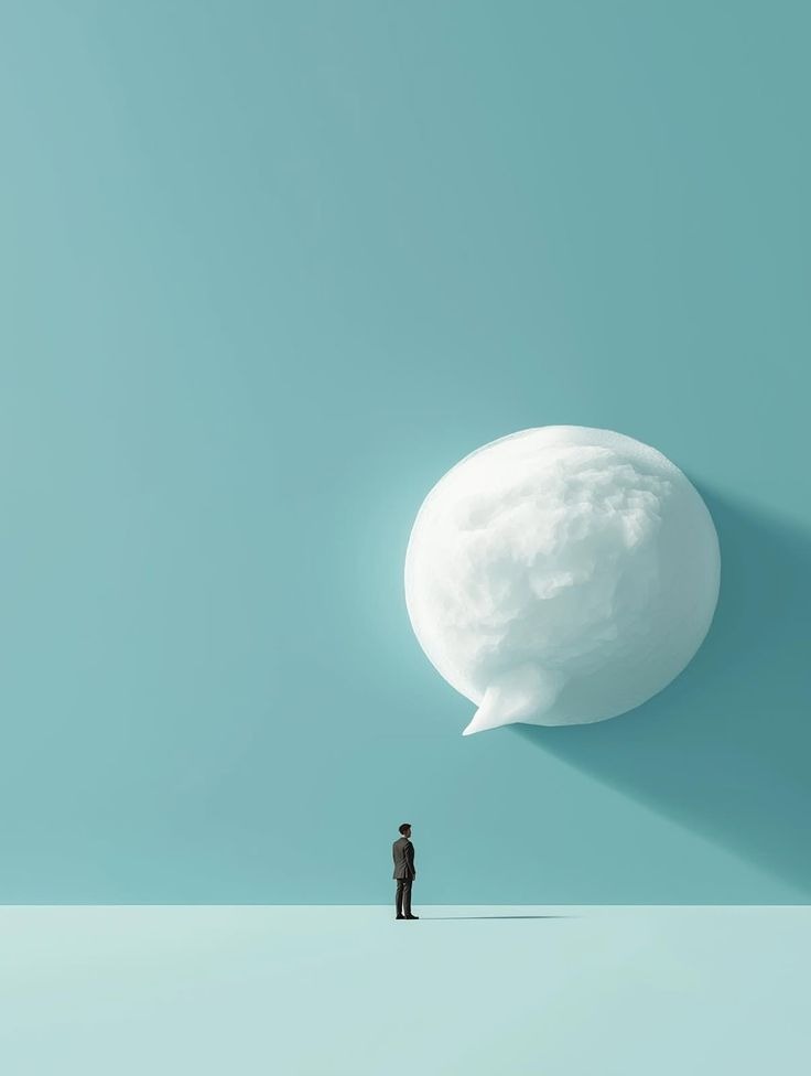 Minimalist cloud thought bubble illustration